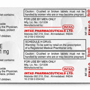 Finasteride tablet blister pack close-up