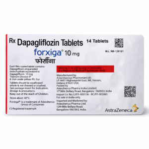Forxiga 10 mg tablet packaging close-up