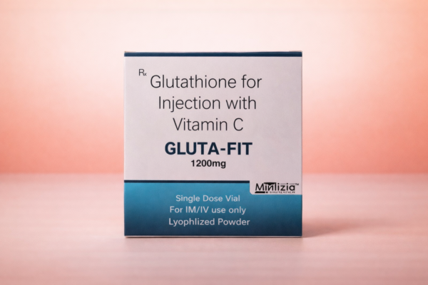 Gluta-Fit box against pastel backdrop